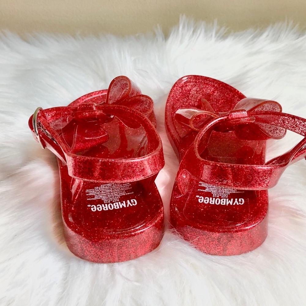 NEW Gymboree Red Sparkle Bow Jelly Sandals - Picture 5 of 6
